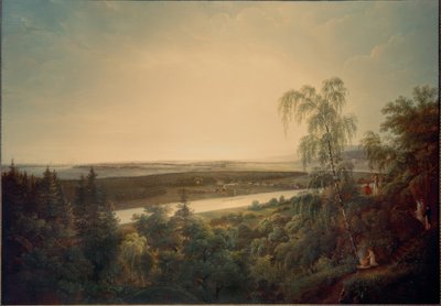 Elbe landskap med utsikt över Dresden av Johann Christian Klengel