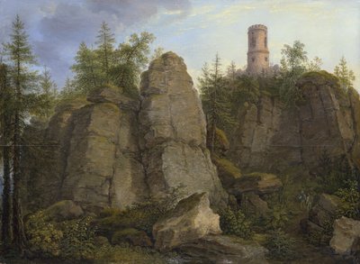Klingstein, porfyrisk bergart nära Aussig av Johann Christian Klengel