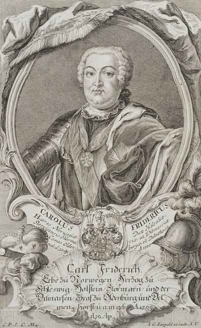 Porträtt av hertig Karl Fredrik av Holstein-Gottorp 1700-1739, mitten av 1700-talet. av Johann Christian Leopold