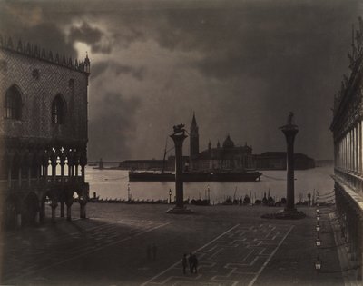 Venedig: Sankt Markus blickar mot San Giorgio Maggiore, i månsken av Johann Christian Neuber
