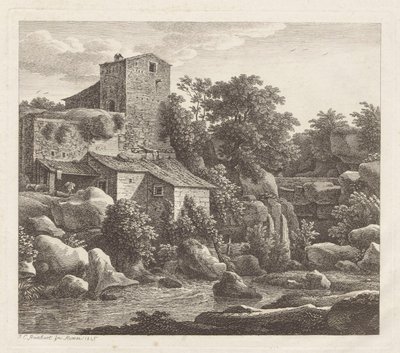 Hus vid en bergsbäck av Johann Christian Reinhart