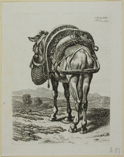 Feeding Mule - Rear, från Die Zweite Thier Folge av Johann Christian Reinhart