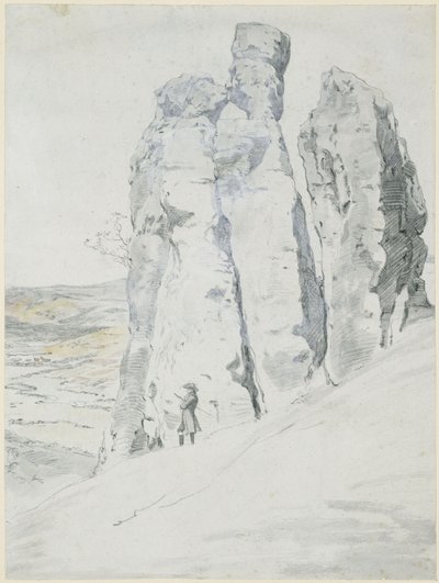 Klippformationen "Munk och nunna" nära Eisenach i Thüringen av Johann Christian Reinhart