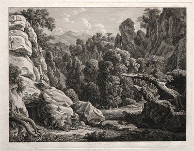 Heroic Landscape: Landscape with the Temptation of Christ, 1799. av Johann Christian Reinhart