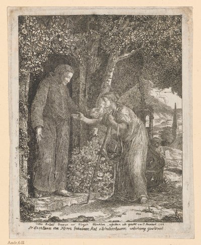 Illustration till A.G. Bürgers ballad ”Broder Graurock och pilgrimskvinnan” av Johann Christian Reinhart