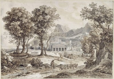 Klassiskt landskap med Leonidasmonument av Johann Christian Reinhart