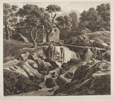Landskap med kvarnhjul av Johann Christian Reinhart