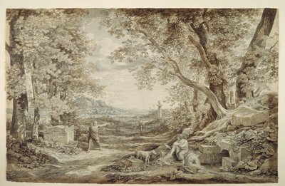 Landskap med antika monument (”Uppfinningen av det korintiska kapitället”) av Johann Christian Reinhart