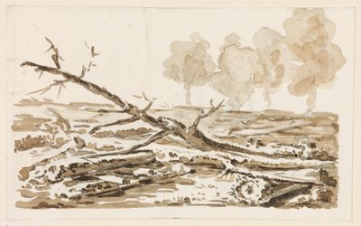 Landskapsskiss med träddunge på marken av Johann Christian Reinhart