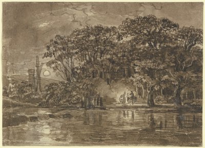 Nattligt flodlandskap av Johann Christian Reinhart