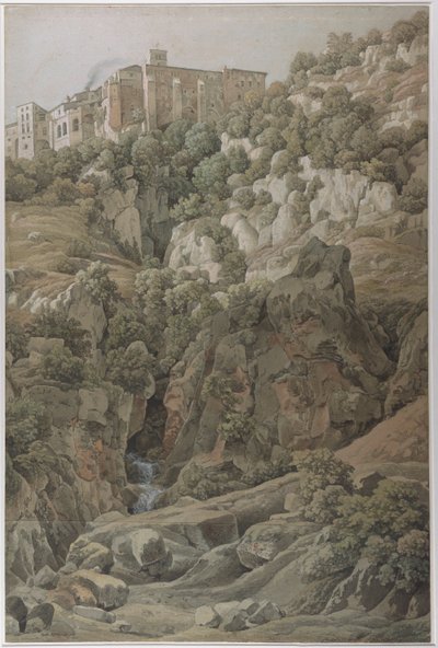 Benediktinerklostret Santa Scholastica nära Subiaco i Sabinbergen, 1797. av Johann Christian Reinhart