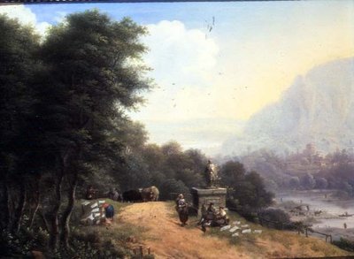 Landskap med tvättkvinnor av Johann Christian Vollerdt or Vollaert