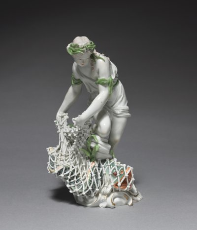 Fiskare, tillverkare Ludwigsburg Porslinsfabrik, Tyskland, ca 1765 (porslin med emalj och förgylld dekor) av Johann Christian Wilhelm Beyer