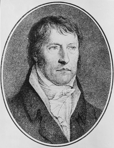 Porträtt av Georg Wilhelm Friedrich Hegel (1770-1831), tysk filosof, graverat omkring 1825 av F.W. Bollinger (1777-1825). av Johann Christian Xeller