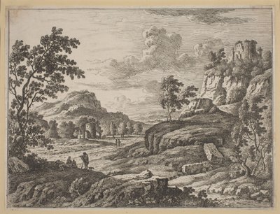 Landskap med två förstörda torn. av Johann Christoph Dietzsch