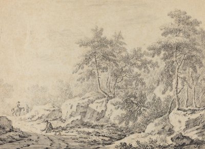 Resenärer i en Rocky Wood av Johann Christoph Dietzsch