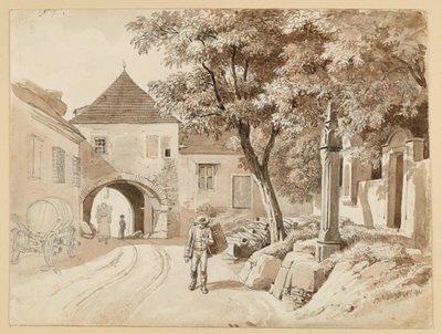 Den gamla pelaren i Oberdöbling intill Westerhausers hus av Johann Christoph Erhard