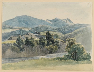Flod- och bergslandskap nära Glocknitz av Johann Christoph Erhard