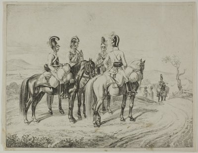 Fyra Cuirassiers på en lutning av Johann Christoph Erhard