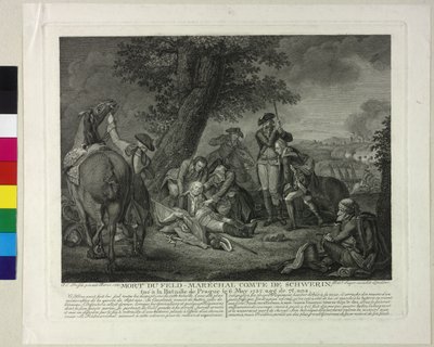 Markgreve Kurt Christoph von Schwerins död under slaget vid Prag 1757 av Johann Christoph Frisch