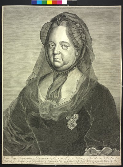 Heliga romerska kejsarinnan Maria Theresia (gravyr) av Johann Christoph von Reinsperger