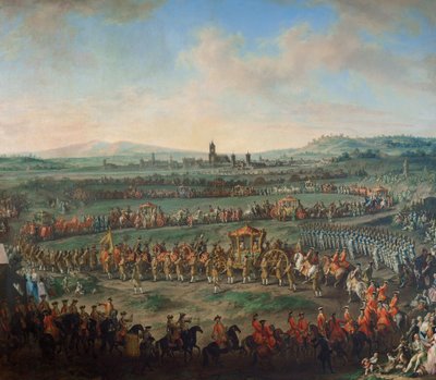 Kejsar Franz I. Stephans och hans son Josephs (II.) intåg i Frankfurt den 29 mars 1764 av Johann Dallinger von Dalling