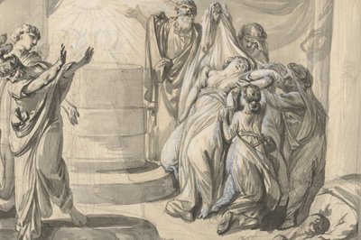 An Antique Sacrificial Scene, tergo: Sketch of a Group of People, 1779 . av Johann Eleazar Schenau
