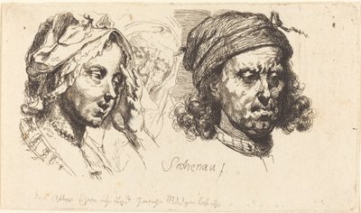 Ung kvinna, gammal kvinna och man med långt hår av Johann Eleazar Schenau
