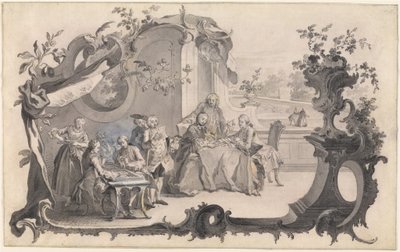 Ett elegant företag som spelar brädspel av Johann Esaias Nilson