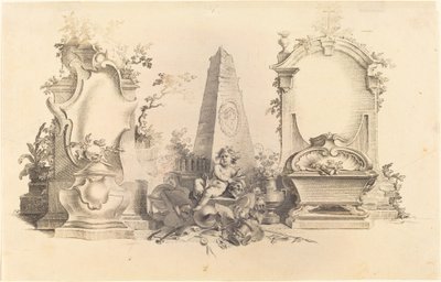 Cartouche Moderne med dödens emblem av Johann Esaias Nilson