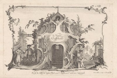 Kaffestuga med grälande par Neues Caffehaus (titel på objekt) Sociala aktiviteter (serietitel) av Johann Esaias Nilson