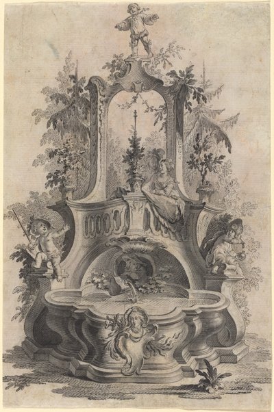 Rokokofontän med älskare och de fyra elementen av Johann Esaias Nilson