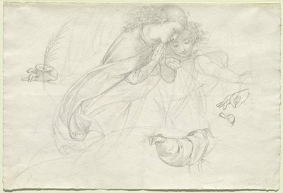 Två sörjande änglar (verso) av Johann Evangelist Scheffer von Leonhardshoff