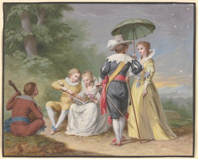 Musicerande sällskap vid skogsbrynet av Johann Friedrich August Tischbein