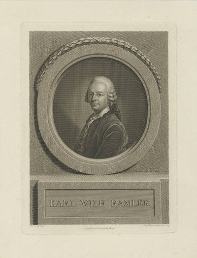 Porträtt av Karl Wilhelm Ramler 1725-1798, 1774. av Johann Friedrich Bause