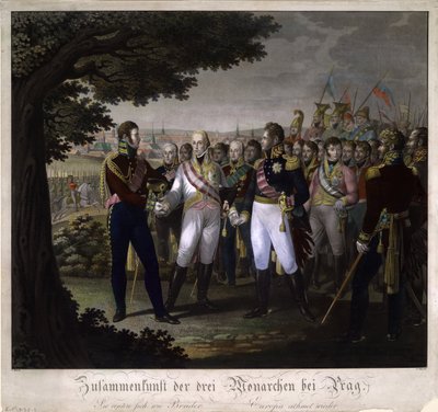 Mötet mellan kejsarna Frans I av Österrike, Alexander I av Ryssland och Fredrik Vilhelm III o av Johann Friedrich Jügel