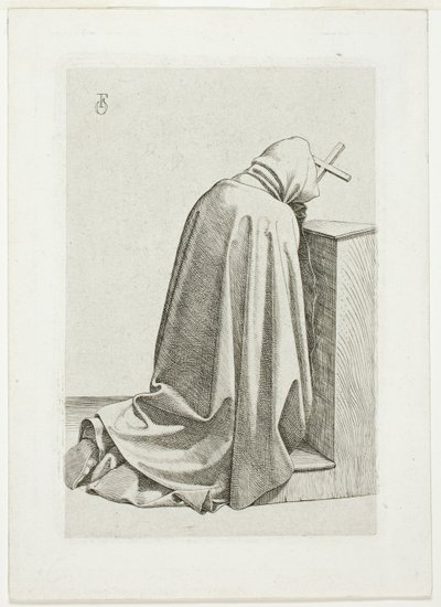 Knäböjande pilgrim med kors och bok av Johann Friedrich Overbeck