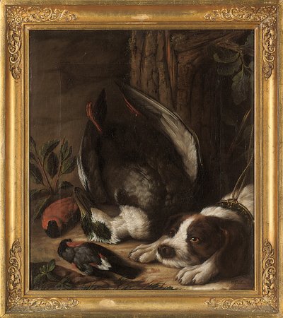 En jakthund och hans byte, 1768 av Johann Friedrich von Grooth