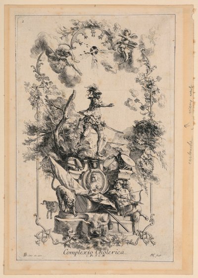 Design för en panel som representerar det koleriska temperamentet av Johann Georg Bergmuller