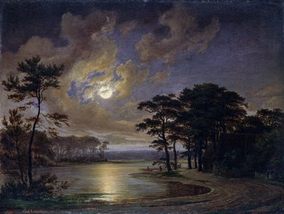 Holsteinska havet - månsken, 1847 av Johann Georg Haeselich