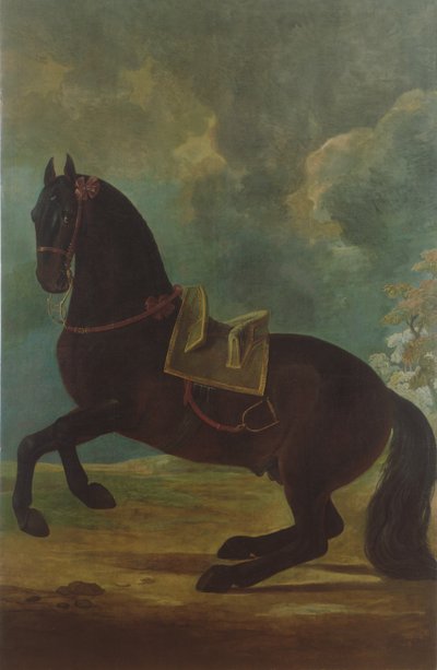 The Bay Stallion med spansk sadel av Johann Georg Hamilton