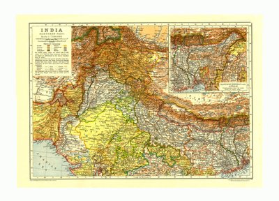 Karta över Indiens norra del, c1910 av Johann Georg Justus Perthes