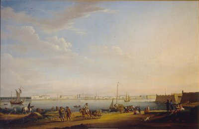 Utsikt över Palace Square och Summer Garden från Petersburg District, ca. 1800 av Johann Georg Mayr