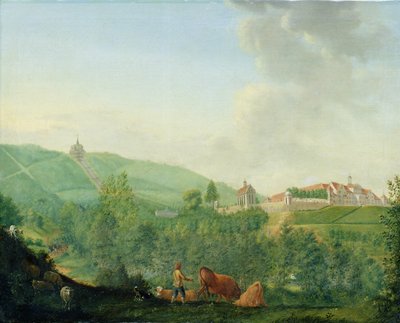 Weissenstein slott, nära Kassel (Wilhelmshoehe), 1778 av Johann Georg Pforr
