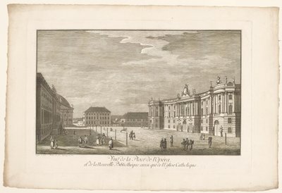 Utsikt över Bebelplatz i Berlin med Alte Bibliothek och det gamla palatset och Sint-Hedwigskathedraal Utsikt över Place de l