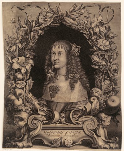 Porträtt av Erdmuthe Sophia, markgrevin av Brandenburg-Bayreuth av Johann Georg Waldreich