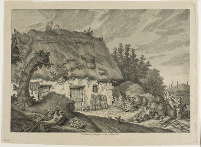 En gårdsstuga av Johann Georg Wille