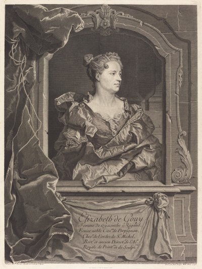 Elizabeth de Gouy, hustru till Hyacinthe Rigaud av Johann Georg Wille after Hyacinthe Rigaud