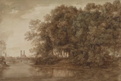 Utsikt över München från Praterinsel av Johann Georg von Dillis