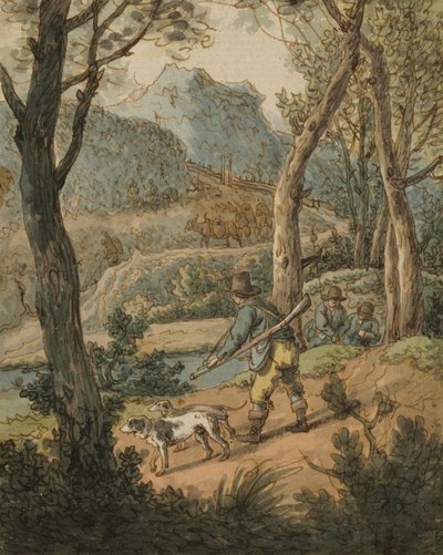 Jägare med två hundar av Johann Georg von Dillis